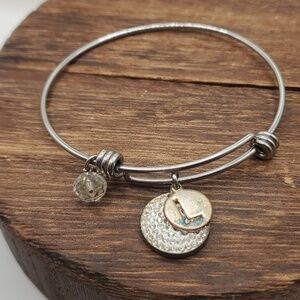 B2513 antiquated Initial L customized monogram charm bracelet